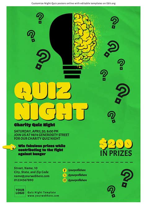 Free printable custom trivia night poster templates .